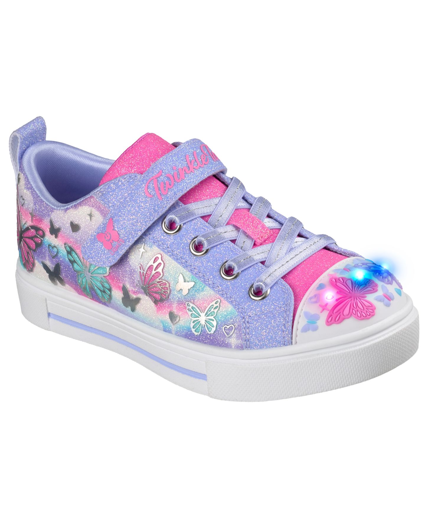 Кроссовки Skechers Twinkle Toes: Twinkle Sparks - Butterfly Sky Light-Up Fastening Strap Lifestyle Sneakers from Finish Line для девочек, цвет: Лавандовый / Разноцветный — фото 6