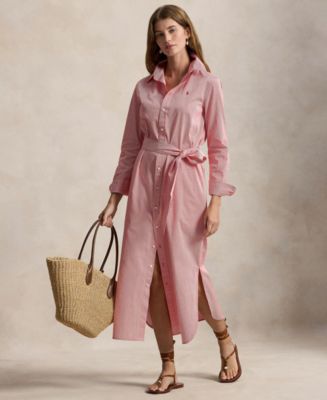 long sleeve polo dress Ralph Lauren Women's Long-Sleeve Collared Shirt - Red White Raya Polo Sweaterdress in dark blue multi with open placket and dropped Long Sleeve Polo Dress –
