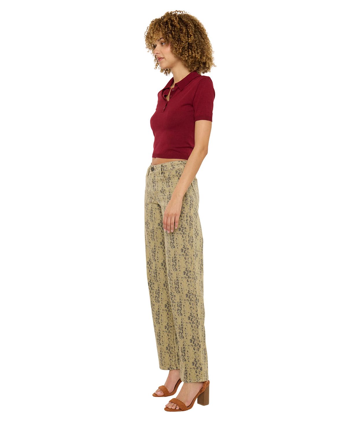 KanCan Women's Snakeskin Print Mid Rise Slim Wide-Leg Jeans view 5 — MAYCSS fashion products