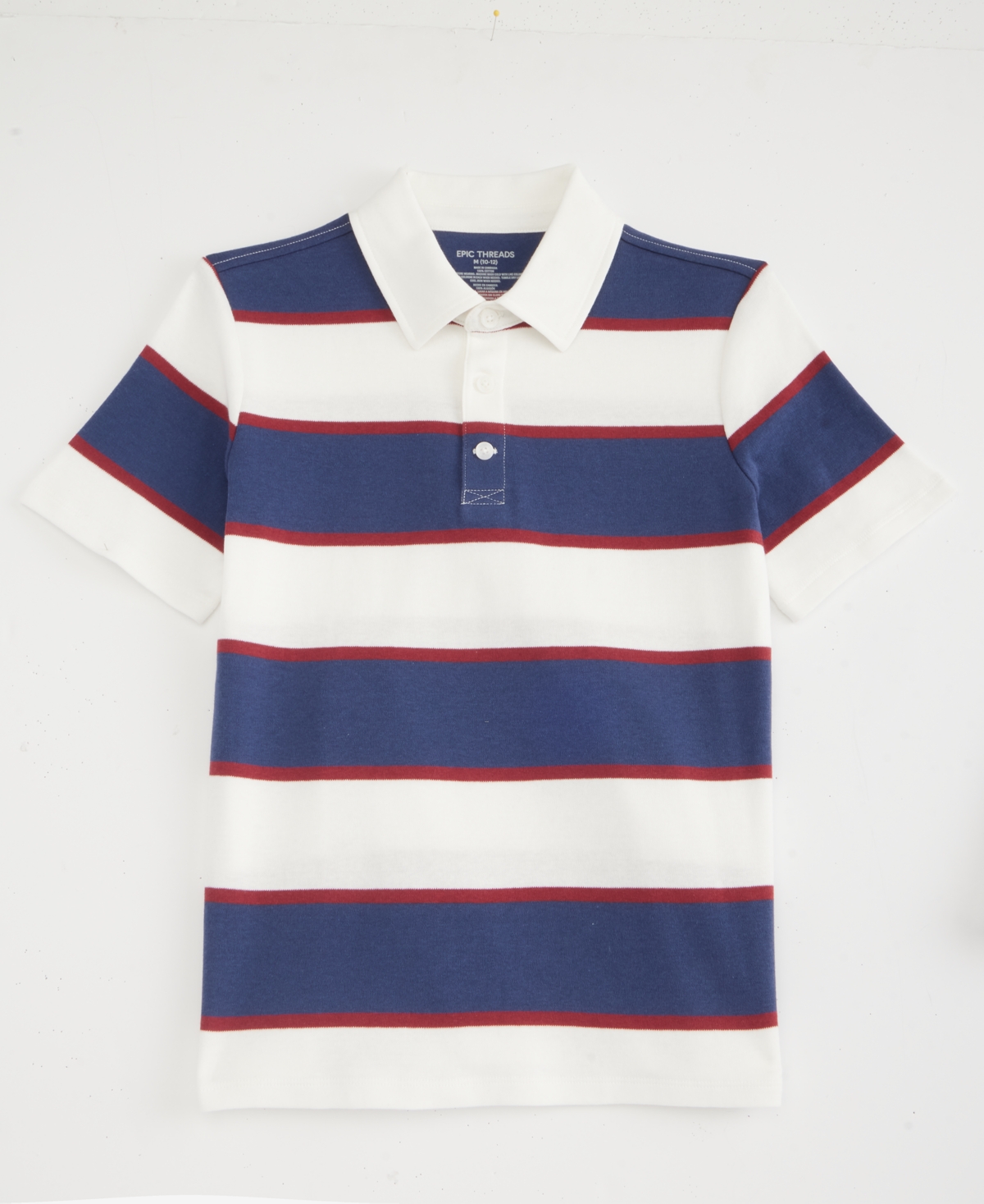 Epic Threads Kids' Boys' Xs-xl Striped Rugby Polo, Macy's Exclusive In Navy Nautical