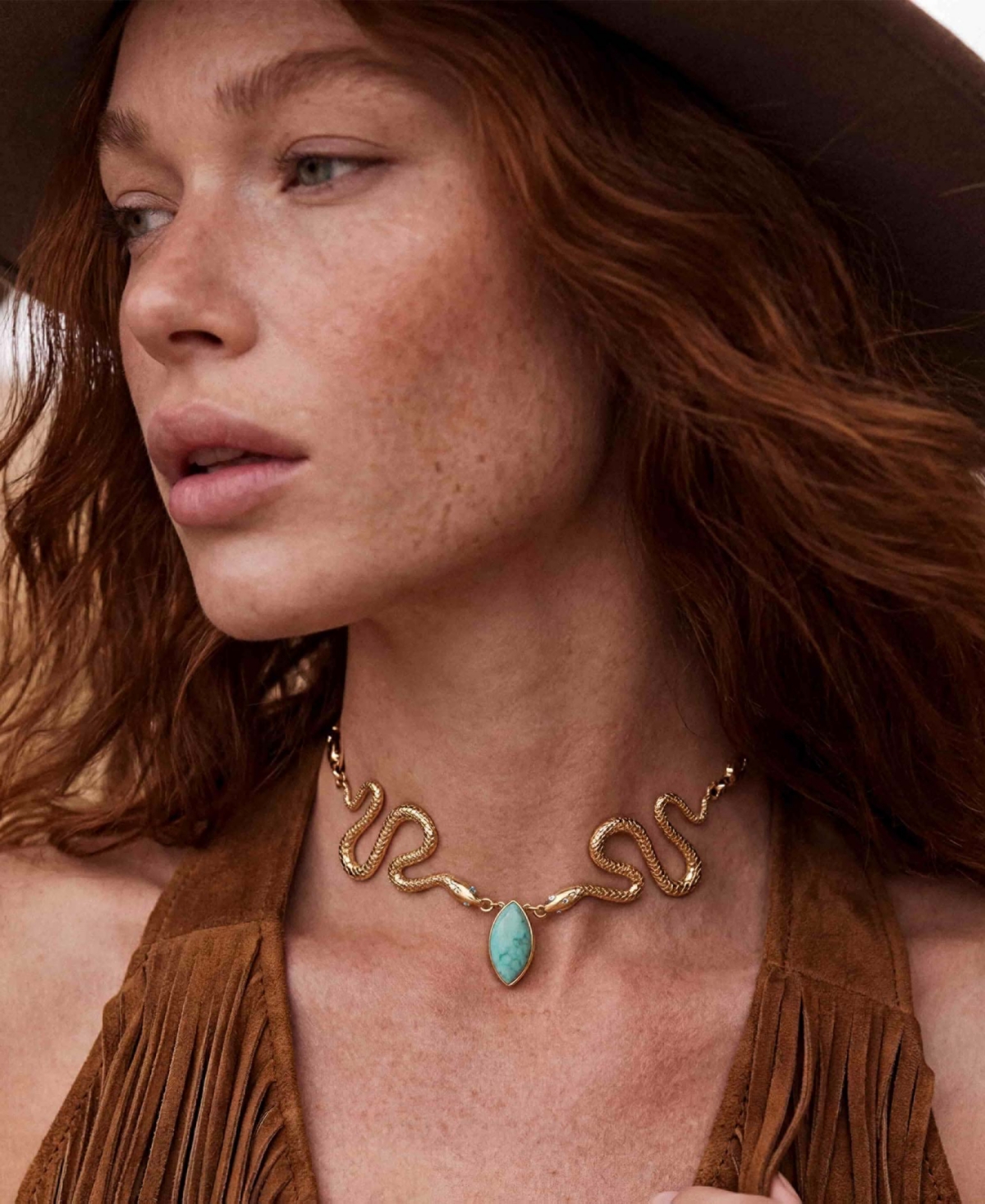 Ettika Gold-Plated Turquoise Serpentina Snake Choker Necklace