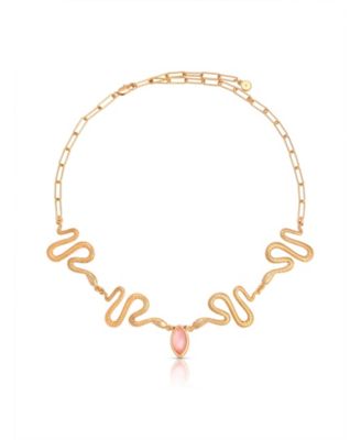Gold-Plated Imitation Pearl Serpentina Choker Necklace