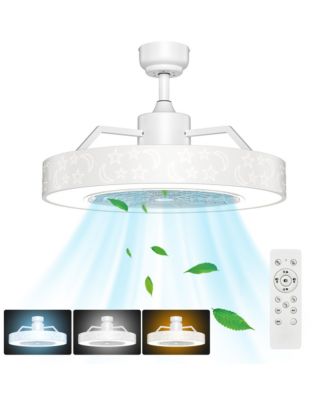 23' inch LED Light Adjustable Color 3 Speeds Remote Control Fan