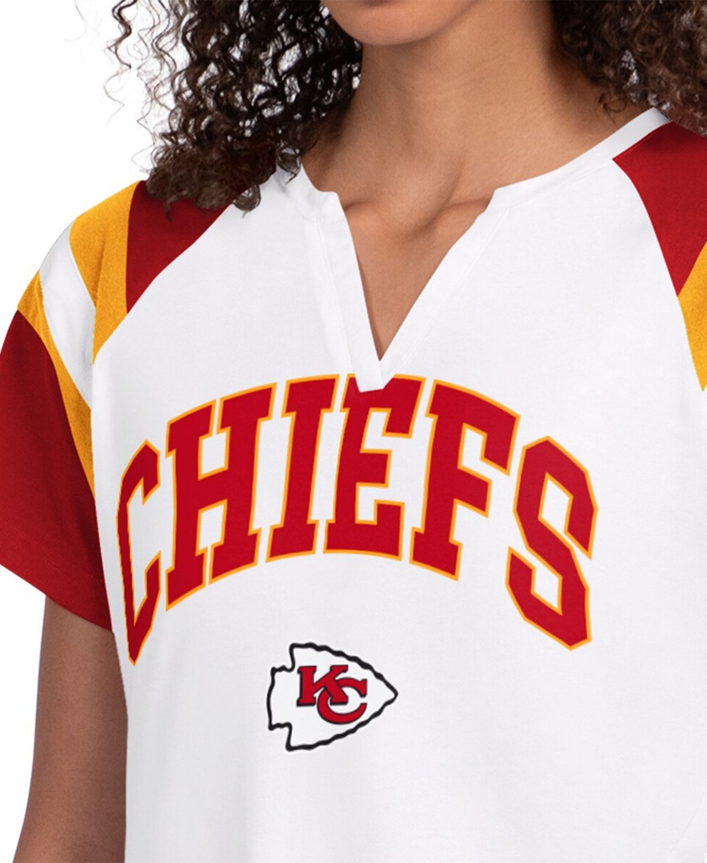 Женская футболка Starter White Kansas City Chiefs Game On Notch Neck — фото 2