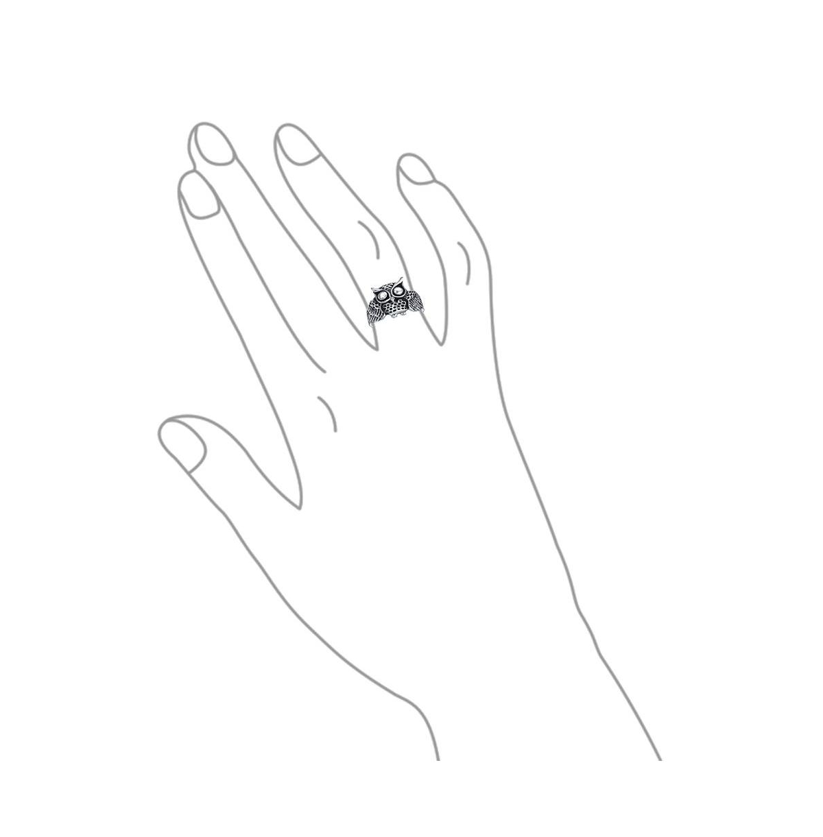 Bling Jewelry Silver Ring: Wise Bird Night Owl Band Oxidized Sterling Sterling