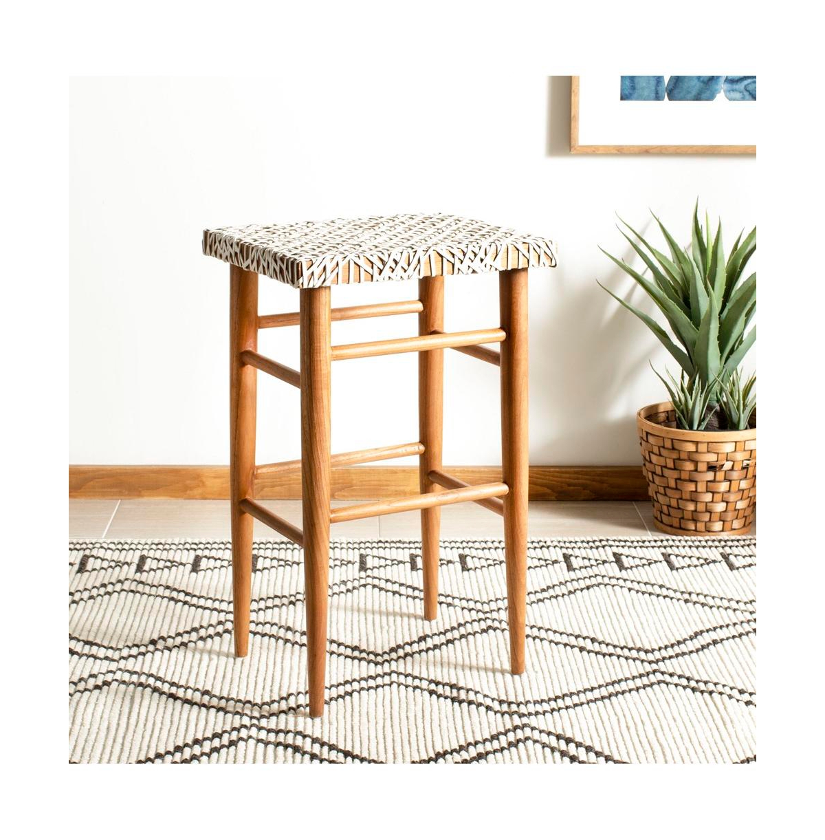 Safavieh Kaleo Woven Leather Barstool
