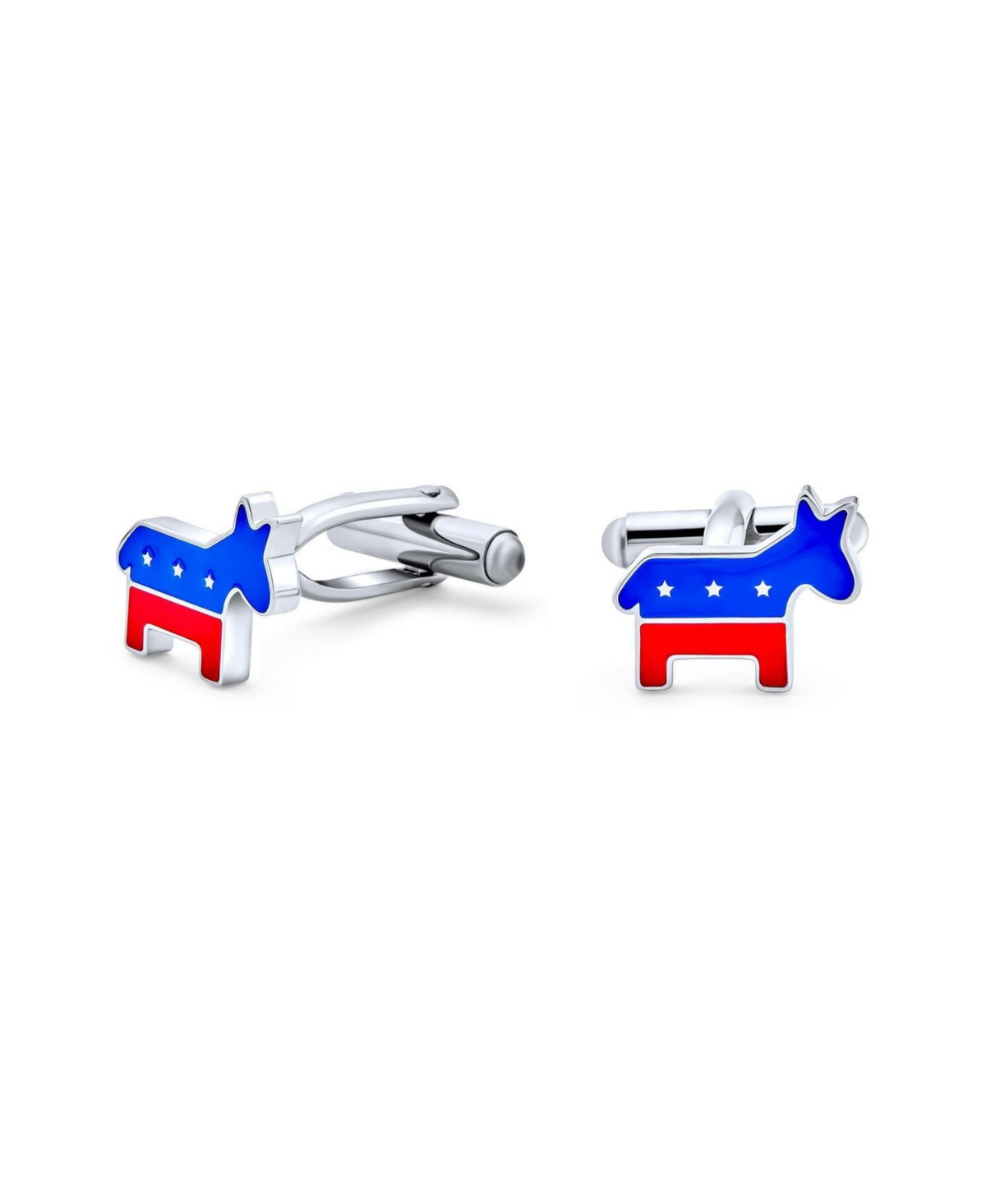Мужские аксессуары Bling Jewelry USA Red White Blue Animal Donkey Cufflink Symbol of Democrat Party Stainless Steel Bullet Back — фото 1