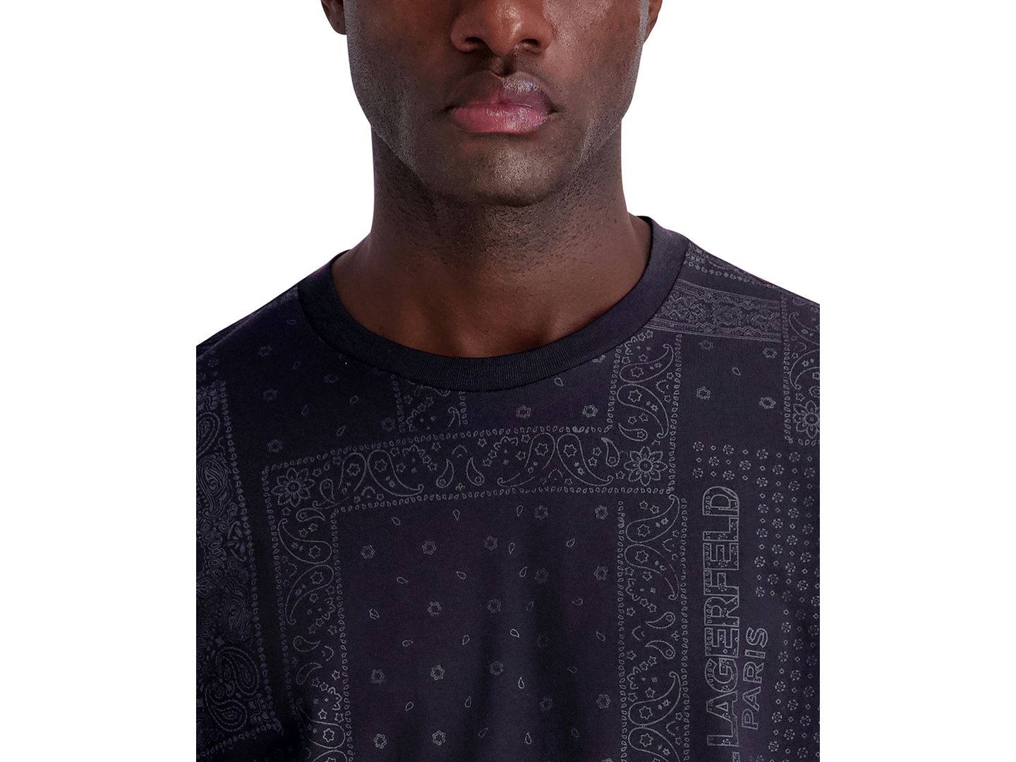 Мужская футболка KARL LAGERFELD PARIS Short-Sleeve Bandana Print, цвет: Чёрный — фото 4