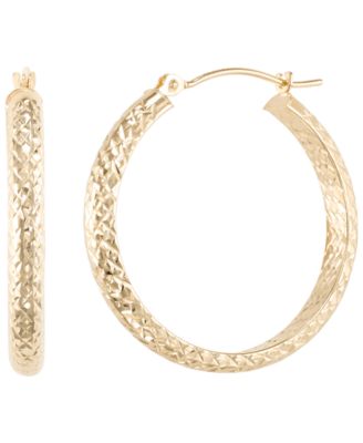 Round Inside-Out Diamond Cut Hoop Earrings in 10k Yellow Gold