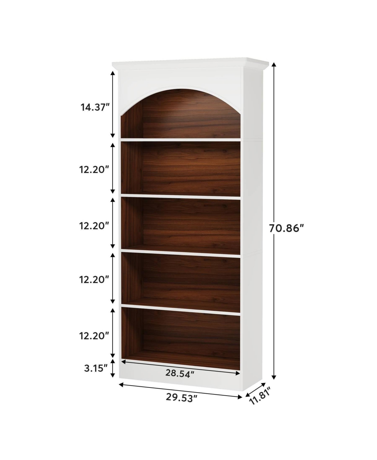 Slickblue 5-Shelf Bookcase, 70.9 Inch Tall Bookshelf with Storage Shelves