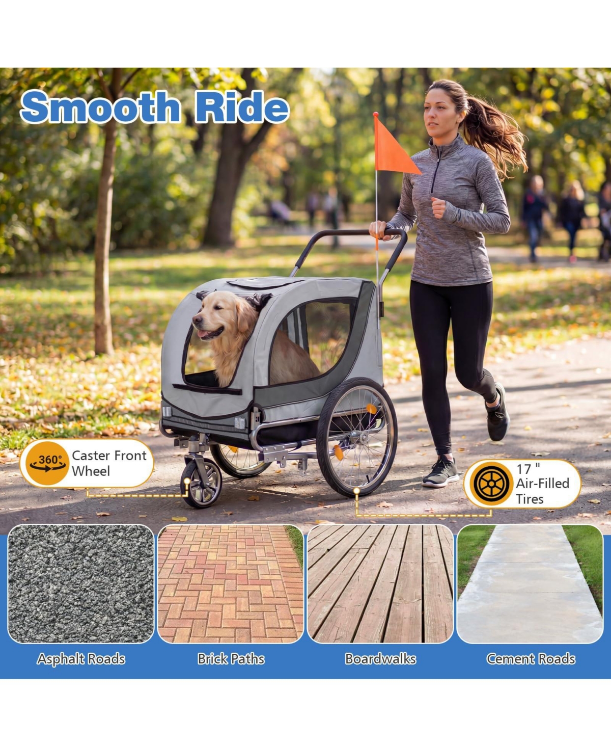 Cozito 2-in-1 Dog Bike Trailer with Universal Bicycle Coupler