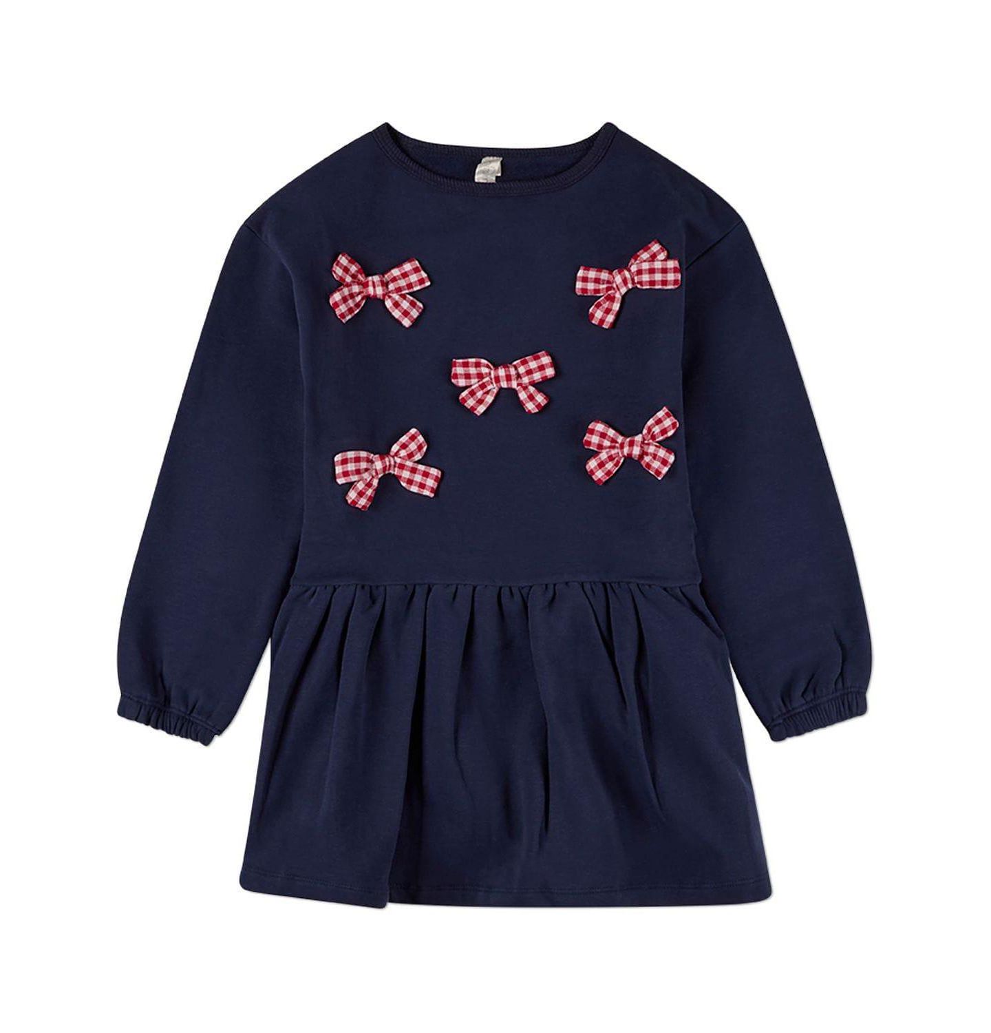 Платье MeMoi The Gingham Bow Sweatshirt Dress для мальчиков, цвет: Тёмно-синий красный — фото 1