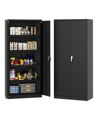 72 Inch Lockable Metal Storage Cabinet with Adjustable Shelves, Heavy Duty Organizer for Garage Office Home Warehouse