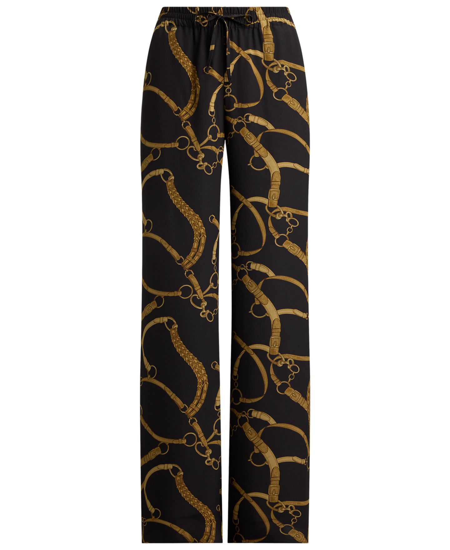 Женские брюки Lauren Ralph Lauren Belting-Print Wide-Leg, цвет: Чёрный / Рыжевато-коричневый — фото 4