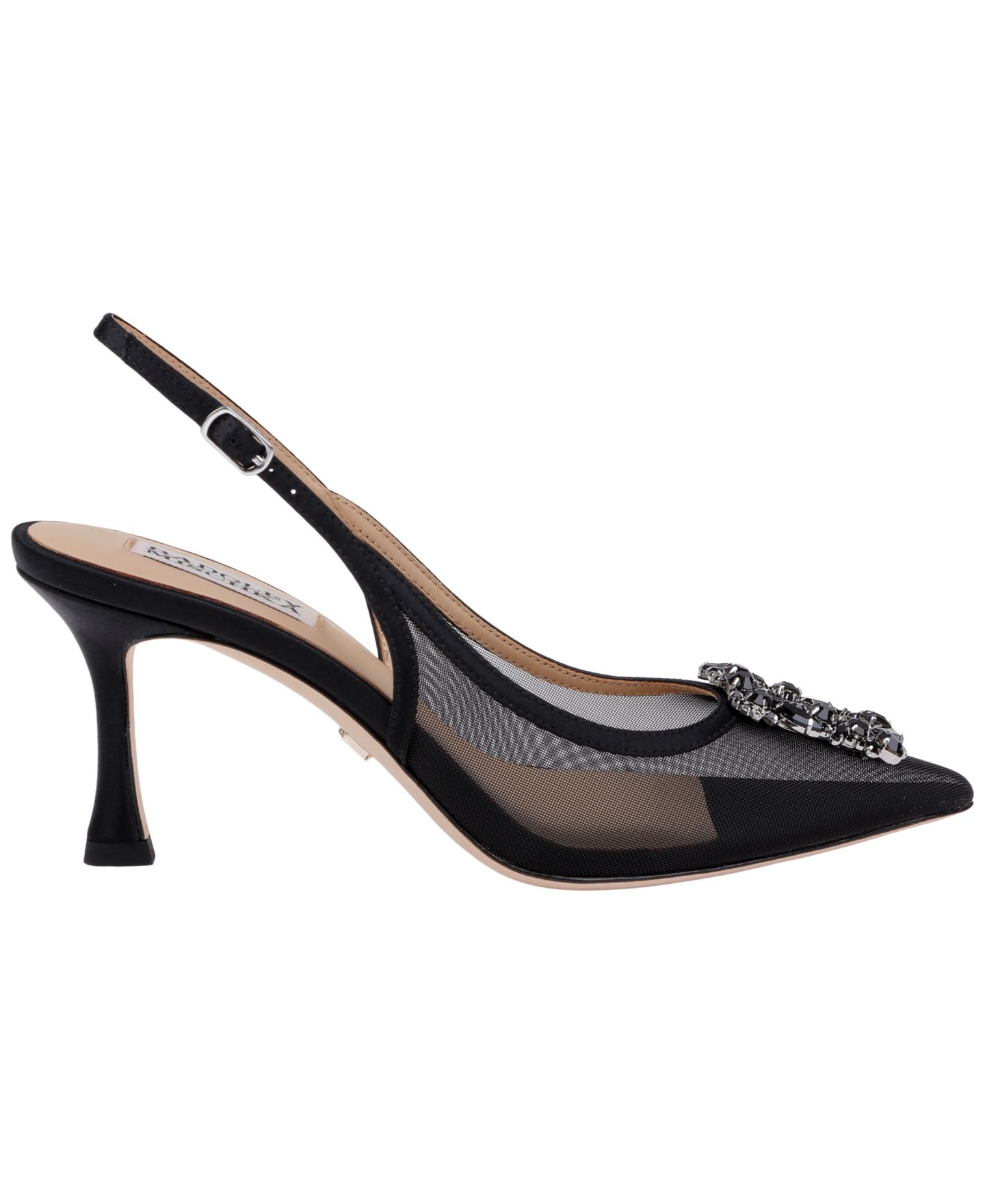 Женские туфли Badgley Mischka Yuta Evening Pointed Toe Pumps, цвет: Чёрный атласный — фото 2
