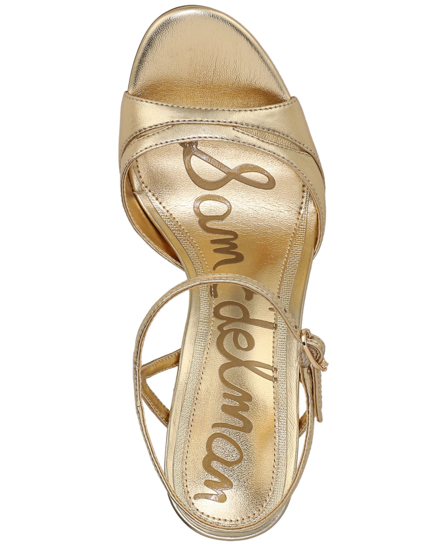 Женские сандалии Sam Edelman Cressida Strappy, цвет: Янтарный золотой кожаный — фото 4