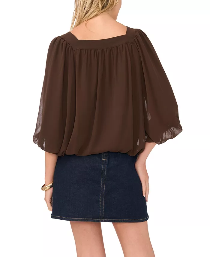 Women's Square Neck Bubble Blouse - thumbnail 4