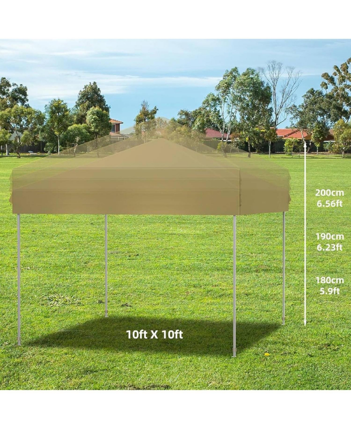 gaomon Pop Up Canopy Tent Outdoor with 3 Sidewalls, Brown for Picnics, Camping