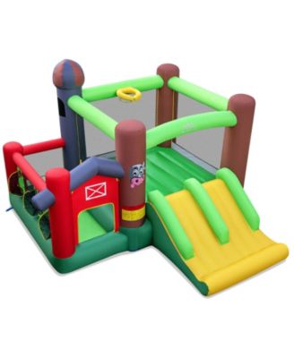 Farm Themed Inflatable Castle Kids Bounce House with Double Slides Blower Excluded