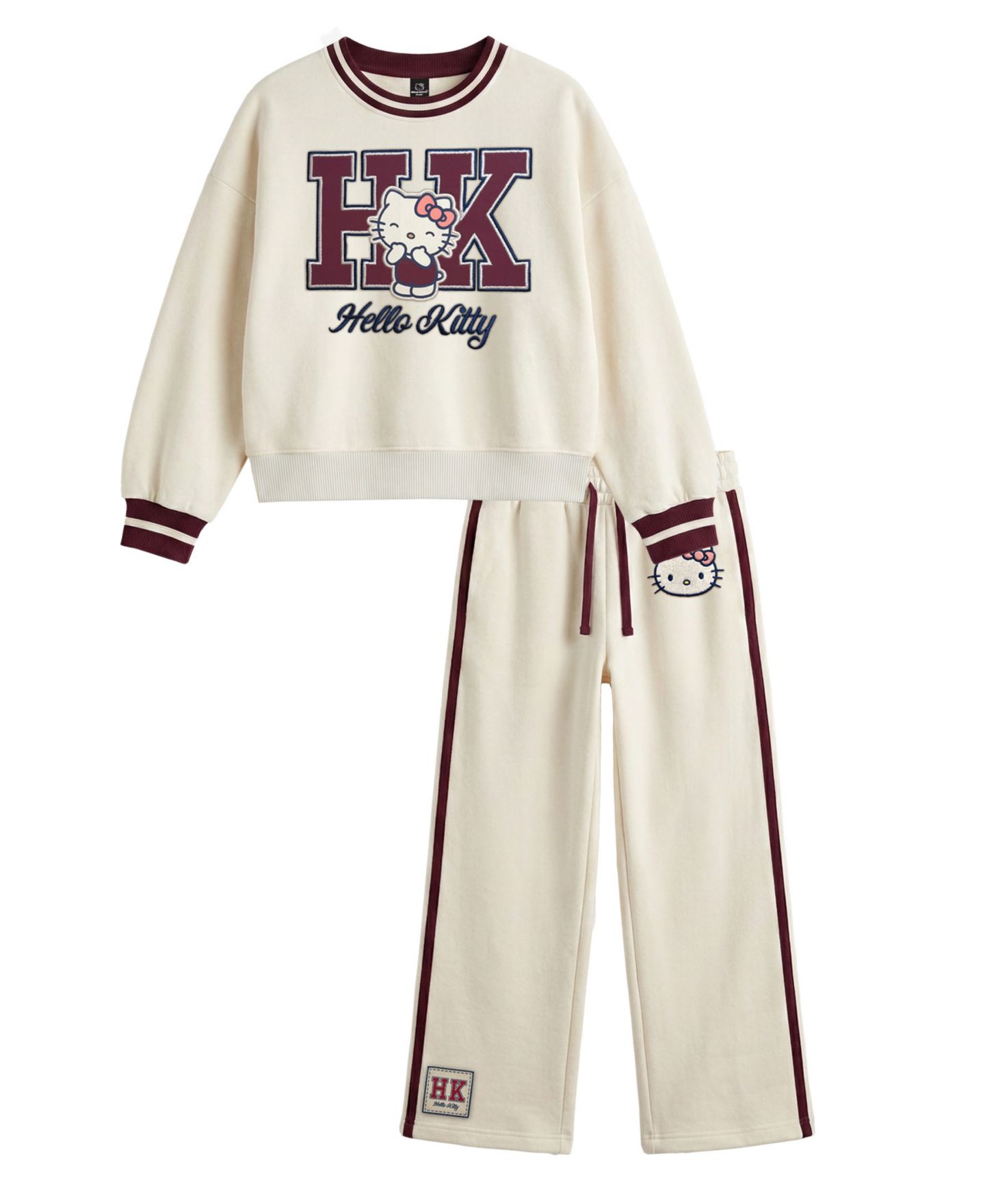 Комплект Hello Kitty Long-Sleeve Sweatshirt and Pants, 2-Piece Set для девочек, цвет: Молочный белый — фото 1