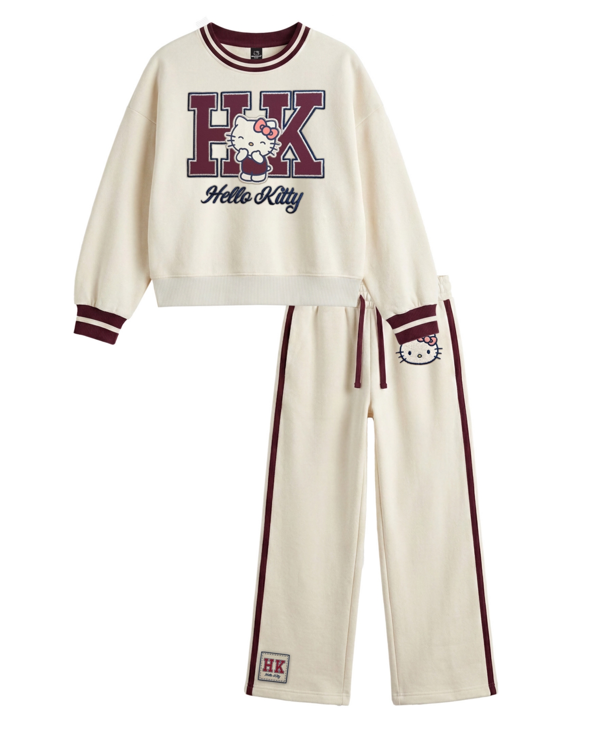Hello Kitty Girls' 2t-6x Long-sleeve Sweatshirt And Pants, 2-piece Set In Off White