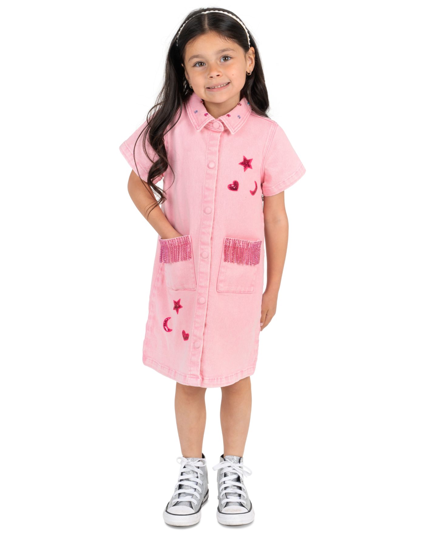 Платье Rare Editions Short-Sleeve Dress для девочек, цвет: Розовый — фото 1