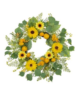 19.7 " Lemon Sunflower Fern Wreath Silk Decor