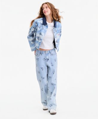 Women's Mickey & Friends Printed Wide-Leg High-Rise Jeans