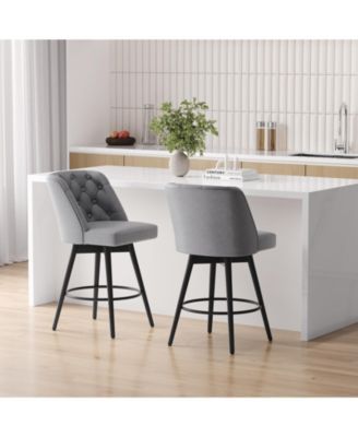 Set of 2 Swivel Counter Height Bar Stools with Backs, Modern Chairs for Kitchen Island and Home Bar