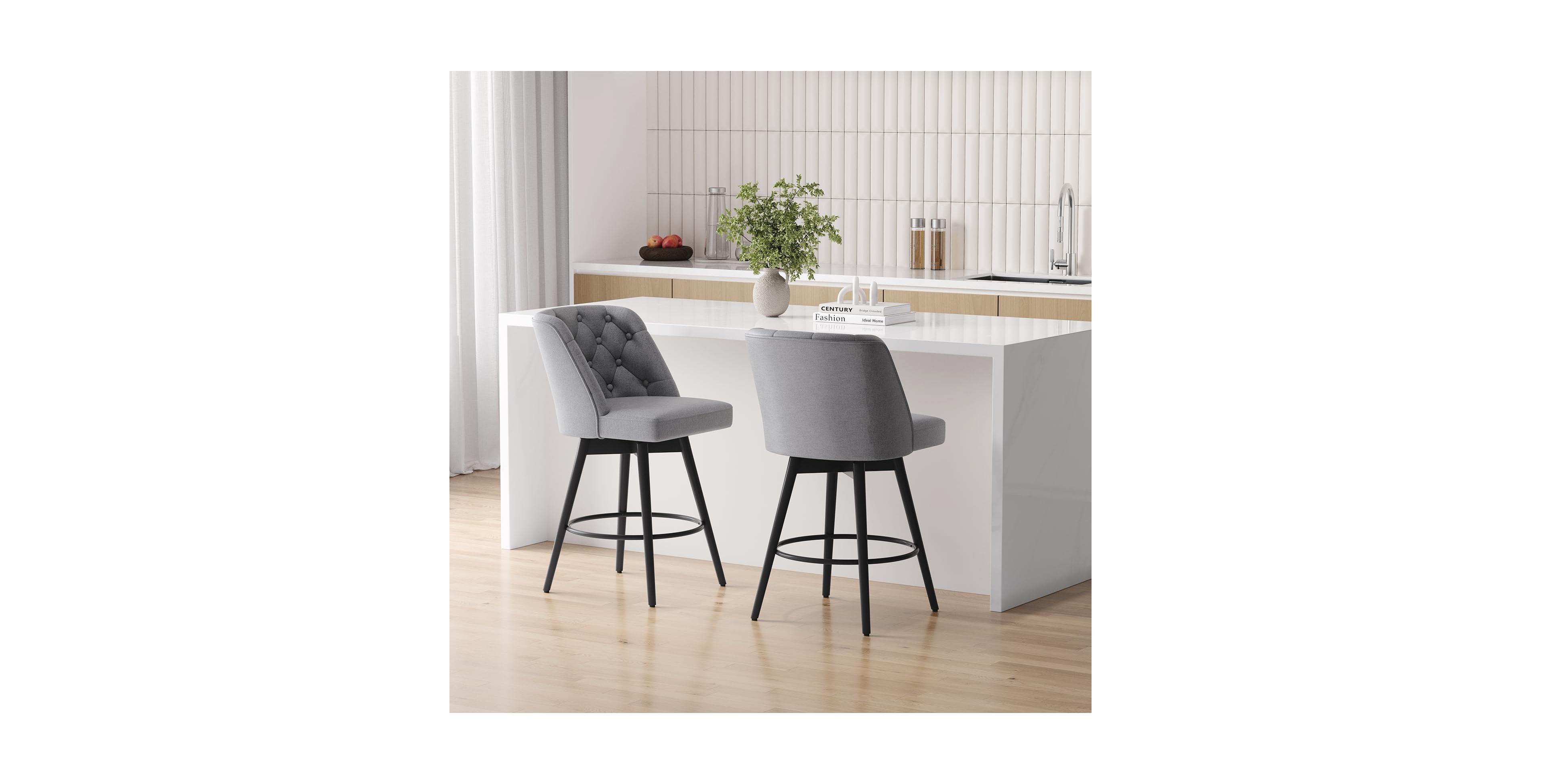 homfan Set of 2 Swivel Counter Height Bar Stools with Backs, Modern Chairs for Kitchen Island and Home