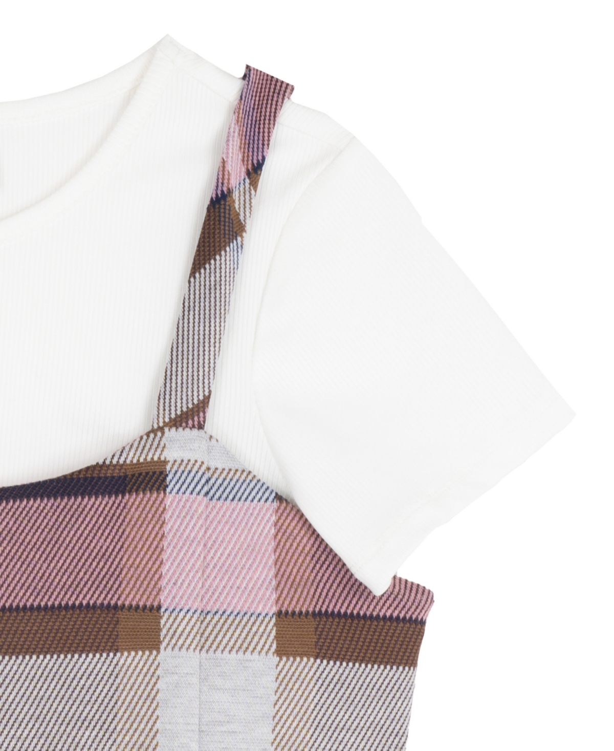 Rare Editions Girls' 7-16 Plaid Pleated Short-Sleeve Top and Dress, 2-Piece Set