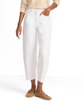 Petite Denim High Rise Barrel Leg Ankle Jeans