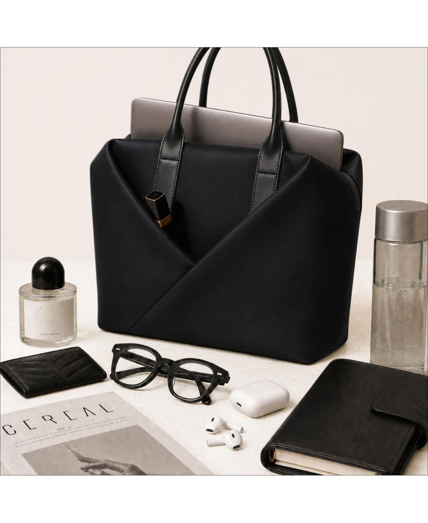 Женская сумка Lux & Nyx Large Origami Tote 15" Laptop Bag for Women, цвет: Чёрный золотой — фото 7
