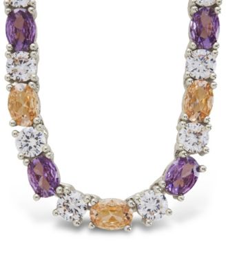 Rhodium-Plated Brass Ophelia Tennis Necklace