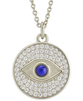 Sterling Forever Rhodium-Plated Brass Pave Cubic Zirconia Evil Eye Pendant Necklace - Silver 82$