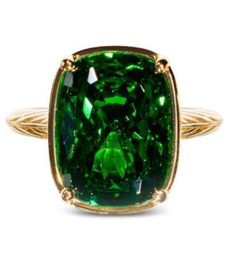 Elongated Cushion Emerald Cubic Zirconia Cocktail Ring