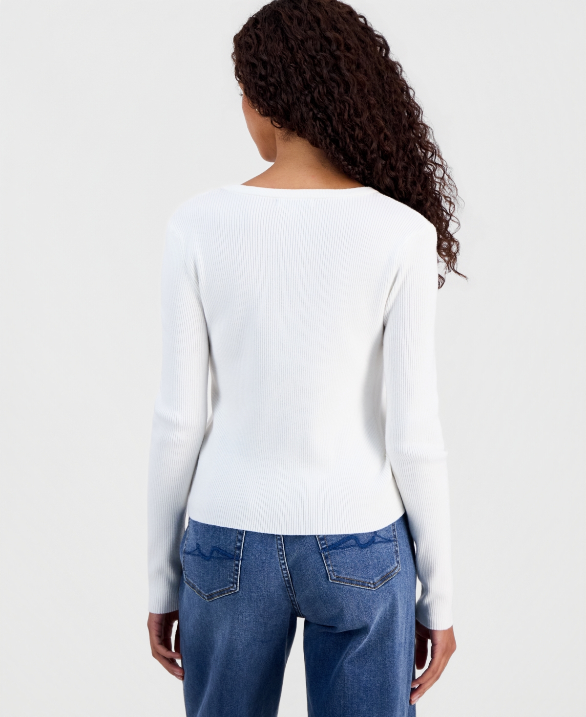 Hooked Up by Iot Juniors' Ribbed Snap Henley Sweater