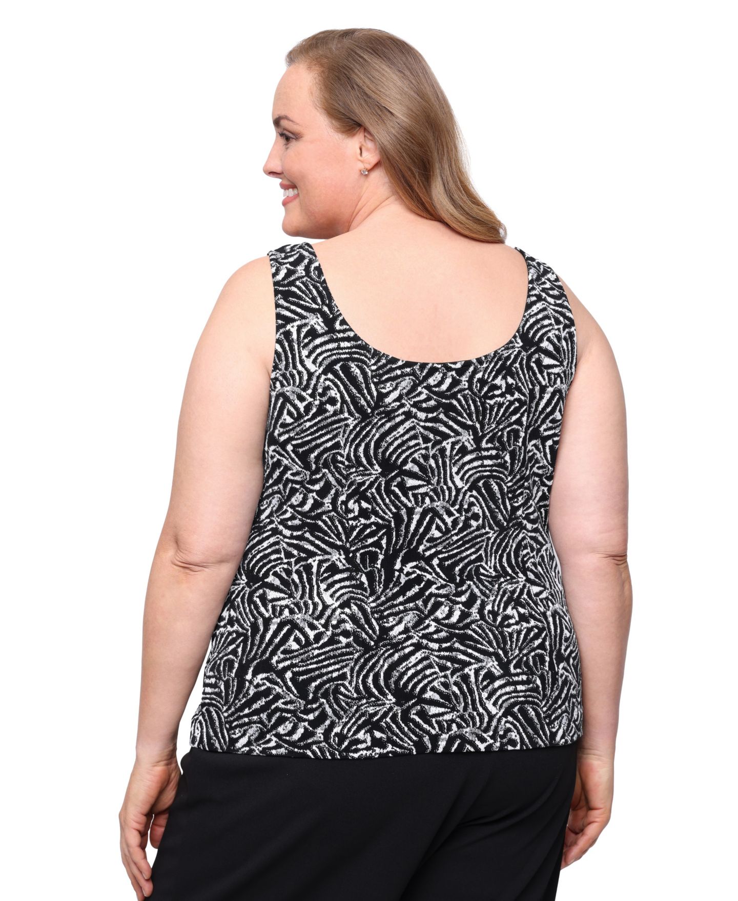 Alex Evenings Plus Size Glitter Knit Top and Jacket, 2-Piece Set, цвет: Чёрный белый — фото 4