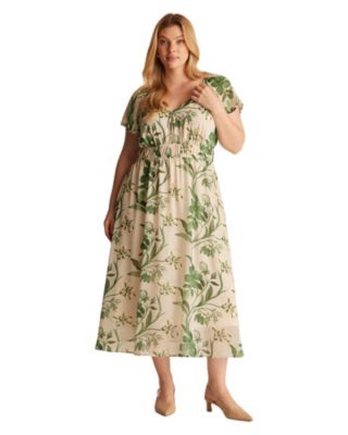 Women's Anaya Petal Flutter Sleeve Summer Midi Dress