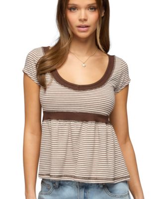 Women's Sady Contrast Striped Babydoll Top