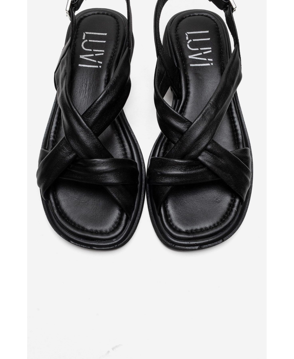 Forever & Always Shoes Women's Frand Leather Crisscross Strap Sandal