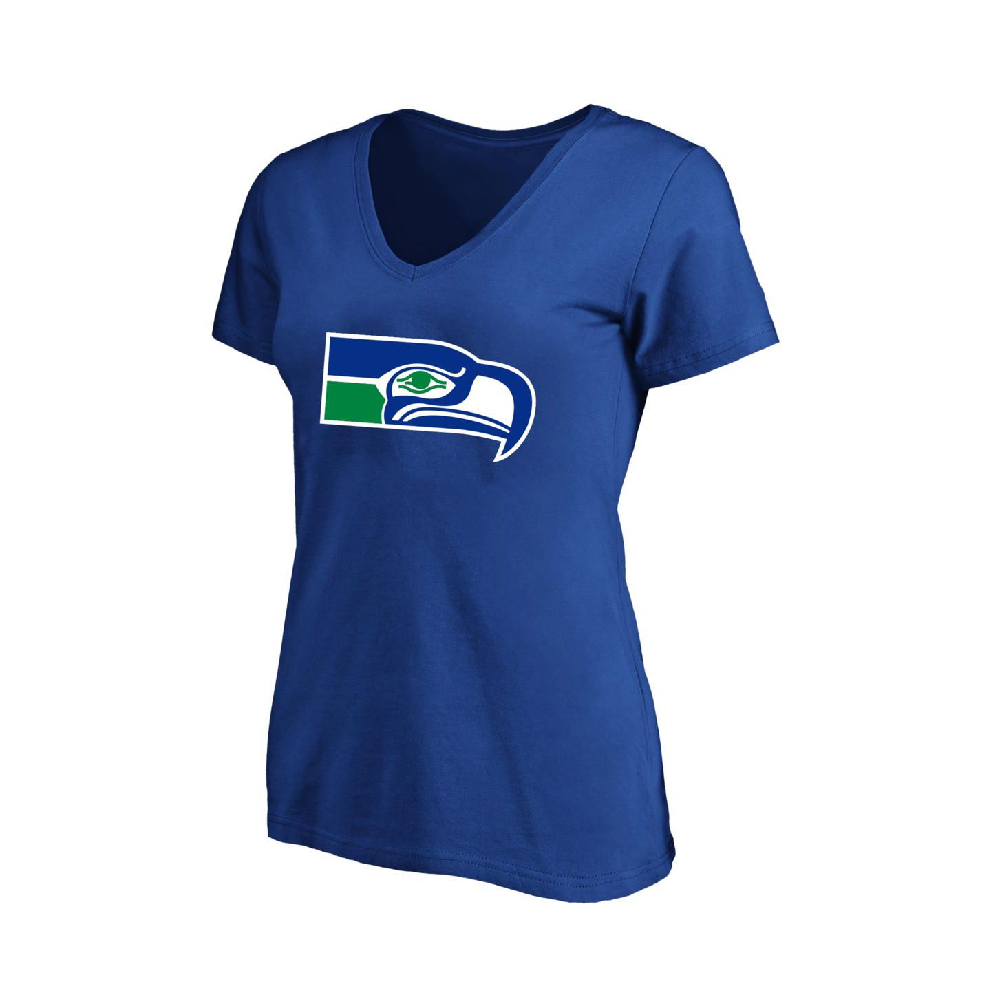 Женская футболка Fanatics Jaxon Smith-Njigba Royal Seattle Seahawks Plus Size Name & Number V-Neck — фото 2