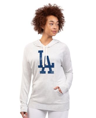 Women's Oatmeal Los Angeles Dodgers Pregame Pullover Hoodie