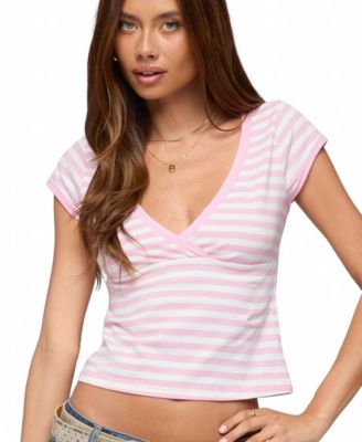 Women's Laia Striped V Neck T Shirt