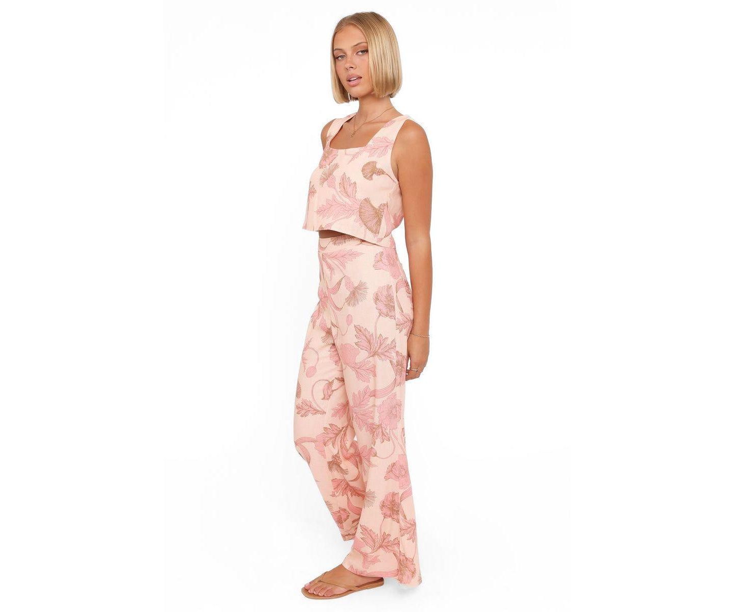 Женские брюки Petal and Pup Brayden Wide Leg Linen, цвет: Pinkfloral — фото 2