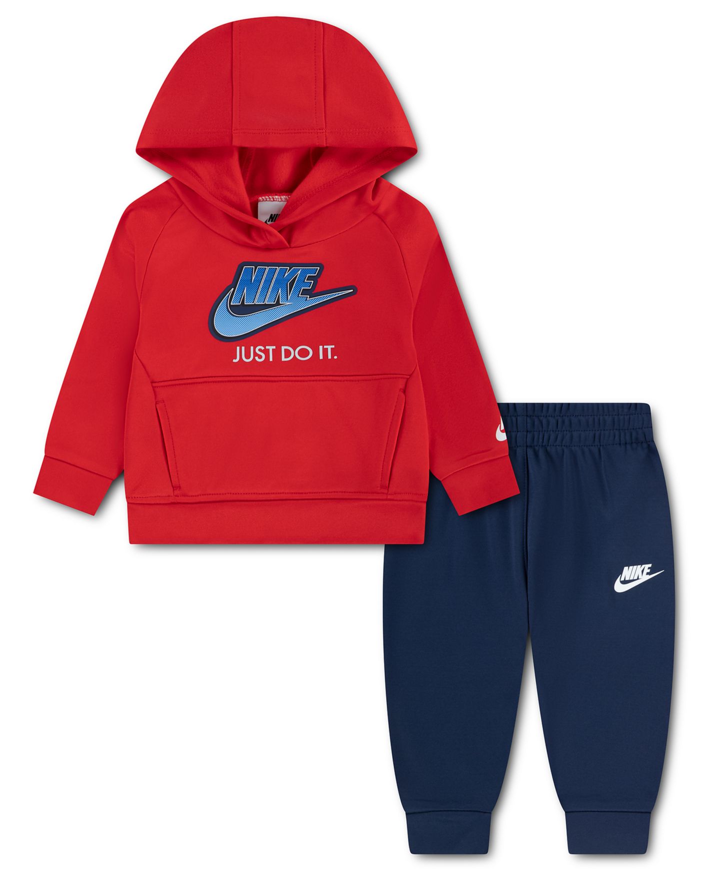 Детский комплект Nike Just Do It для малыша: худи и брюки, 2 предмета, цвет: Красный / Тёмно-синий — фото 1