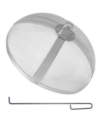 Fire Pit Spark Screen, Round Stainless Steel Mesh Cover with Ring Handle