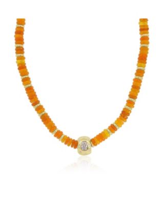  Bead Rondel Necklace 18K Gold Plated Over Brass