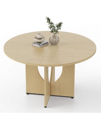 Round Dining Table for 4-6, Modern Kitchen Table with Sturdy Wooden Pedestal Base, Dining Room Table, Circle Dining Table for Dining Room