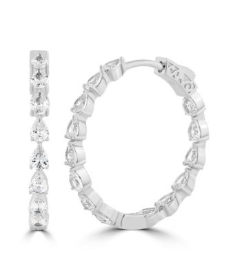 Radiant Pearshaped Inside-Outside CZ Hoop Earrings